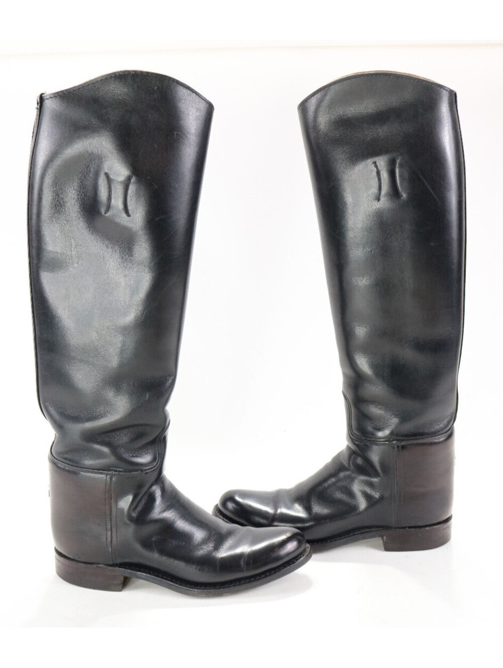 dehner boots 4.5B black leather equestrian 18" riding knee high vintage womens